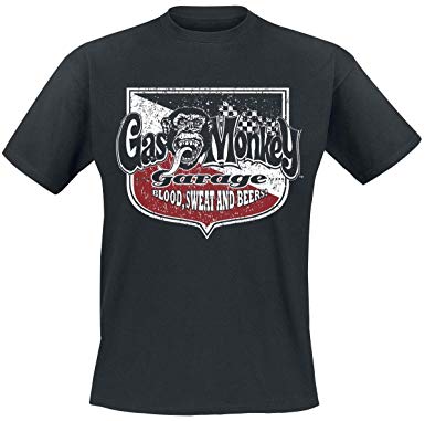 Red Black M Logo - Gas Monkey Garage Red, White & Black Shield T Shirt Black M: Amazon