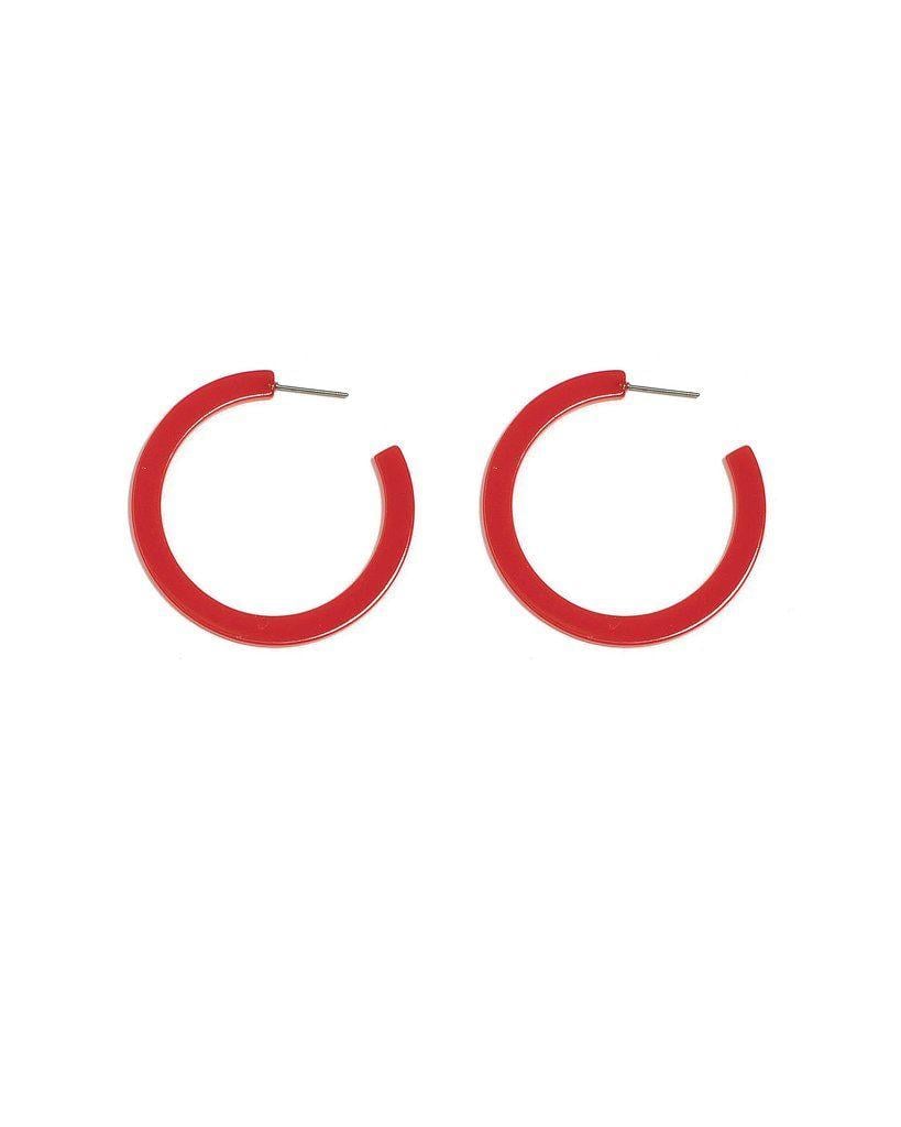 Red Silver S Logo - Red Silver Tone Acrylic Hoop Earrings