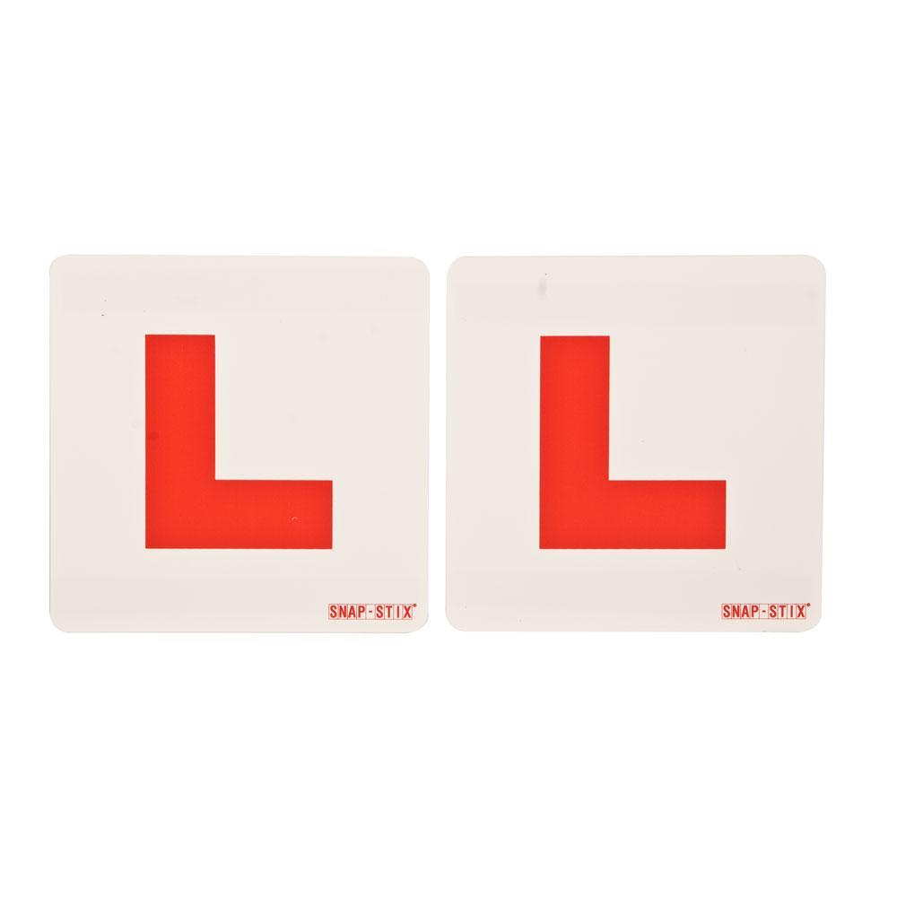 Two White Red L Logo - 2x Fully Magnetic Learner Car Bike Driver L Plates - Secure Fix ...