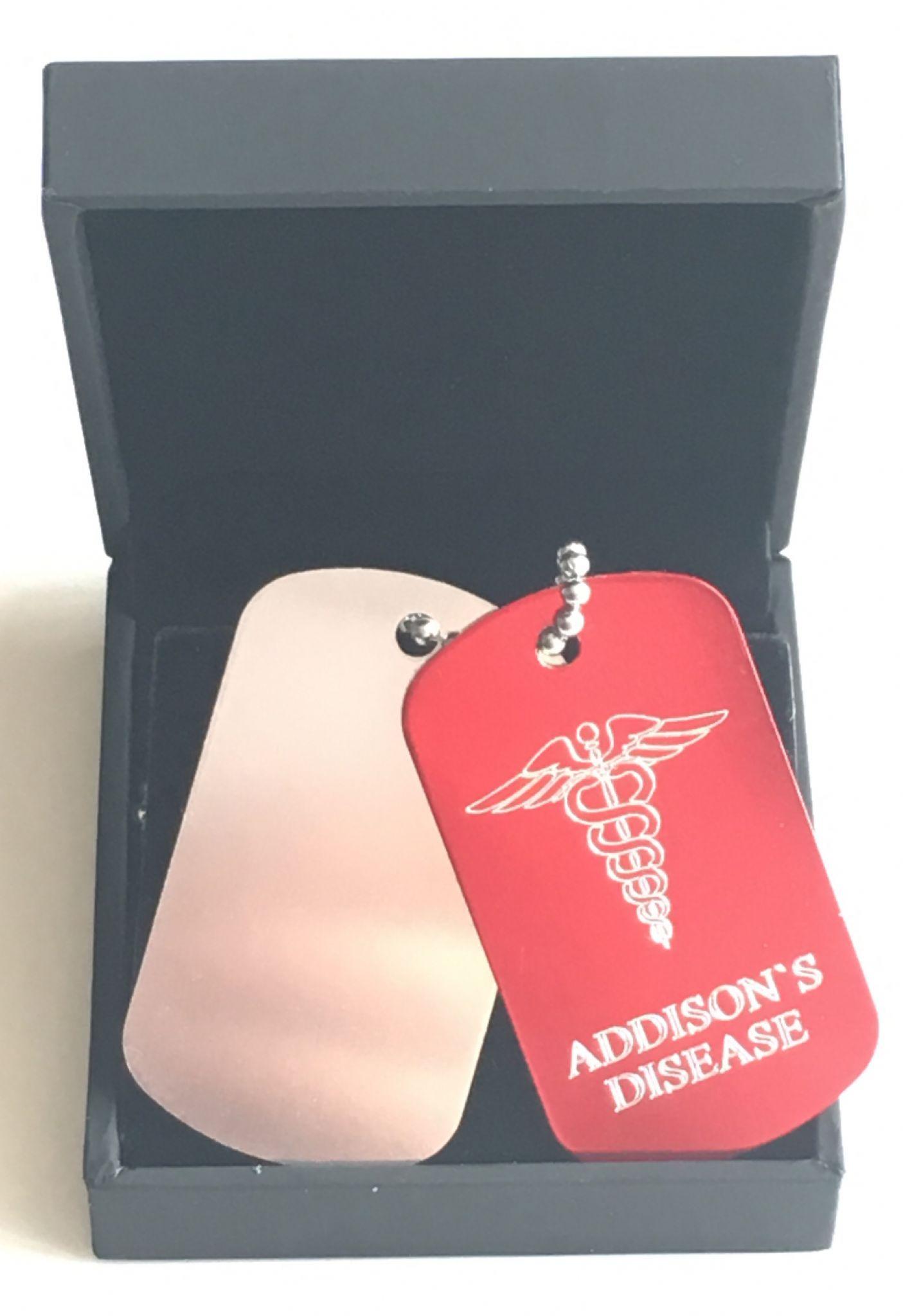 Red Silver S Logo - Personalised Addison s Disease Medical Alert ID Red Silver Army Tags