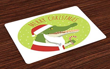 Smiling Crocodile Logo - Amazon.com: Lunarable Alligator Place Mats Set of 4, Smiling ...