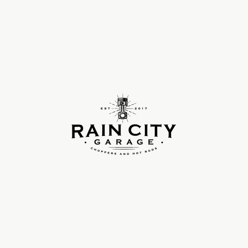 City Garage Logo - Rain City Garage Logo with Vintage Flair for Custom
