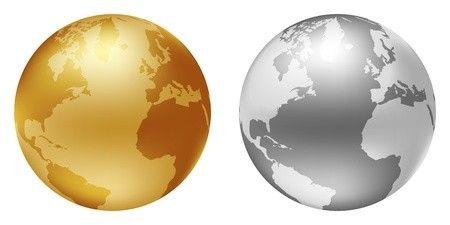 Gold World Globe Logo - Globe sign. Golden globe logo. Creative logo: Royalty-free vector ...