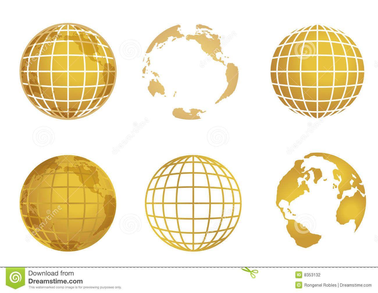 Gold World Globe Logo - World map round clip library stock - RR collections
