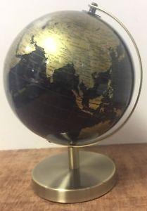 Gold World Globe Logo - Gold Black World Globe Vintage Rotating Atlas Home Decor Office Desk