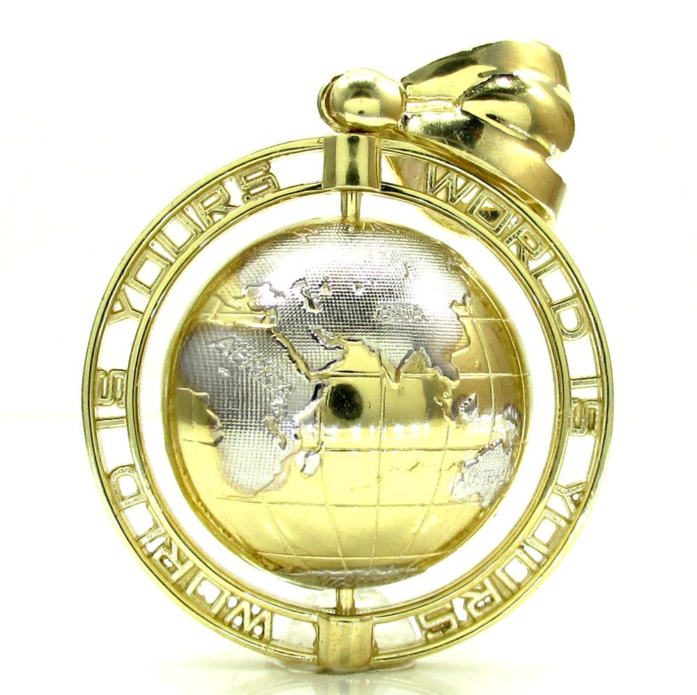 Gold World Globe Logo - 10k Yellow Gold The World Is Yours Spinning Globe Pendant