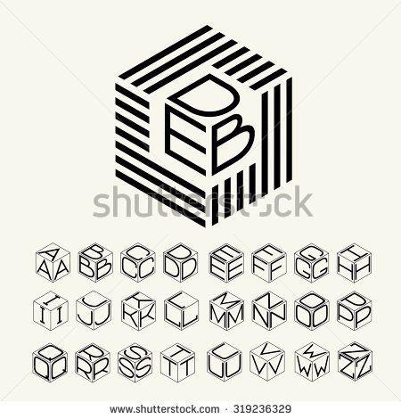 Create 3 Letter Logo - Modern monogram cube, hexagon of the strips, and three letters