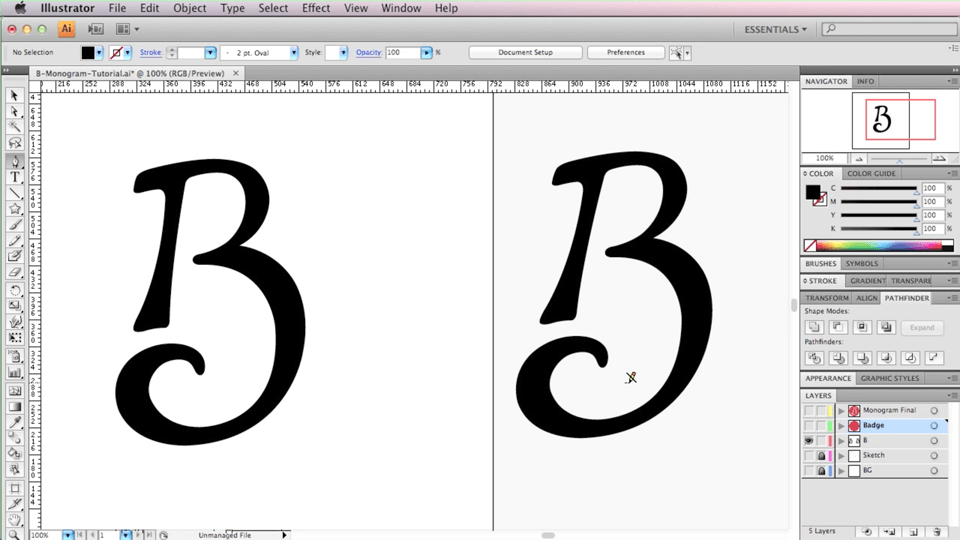 Create 3 Letter Logo - How To Create a Monogram Style Logo In Illustrator - Brent Galloway