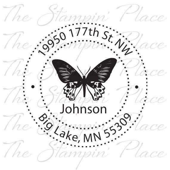 Butterfly Circle Logo - Custom Return Address Stamp: Butterfly Circle PR 146 Stamp