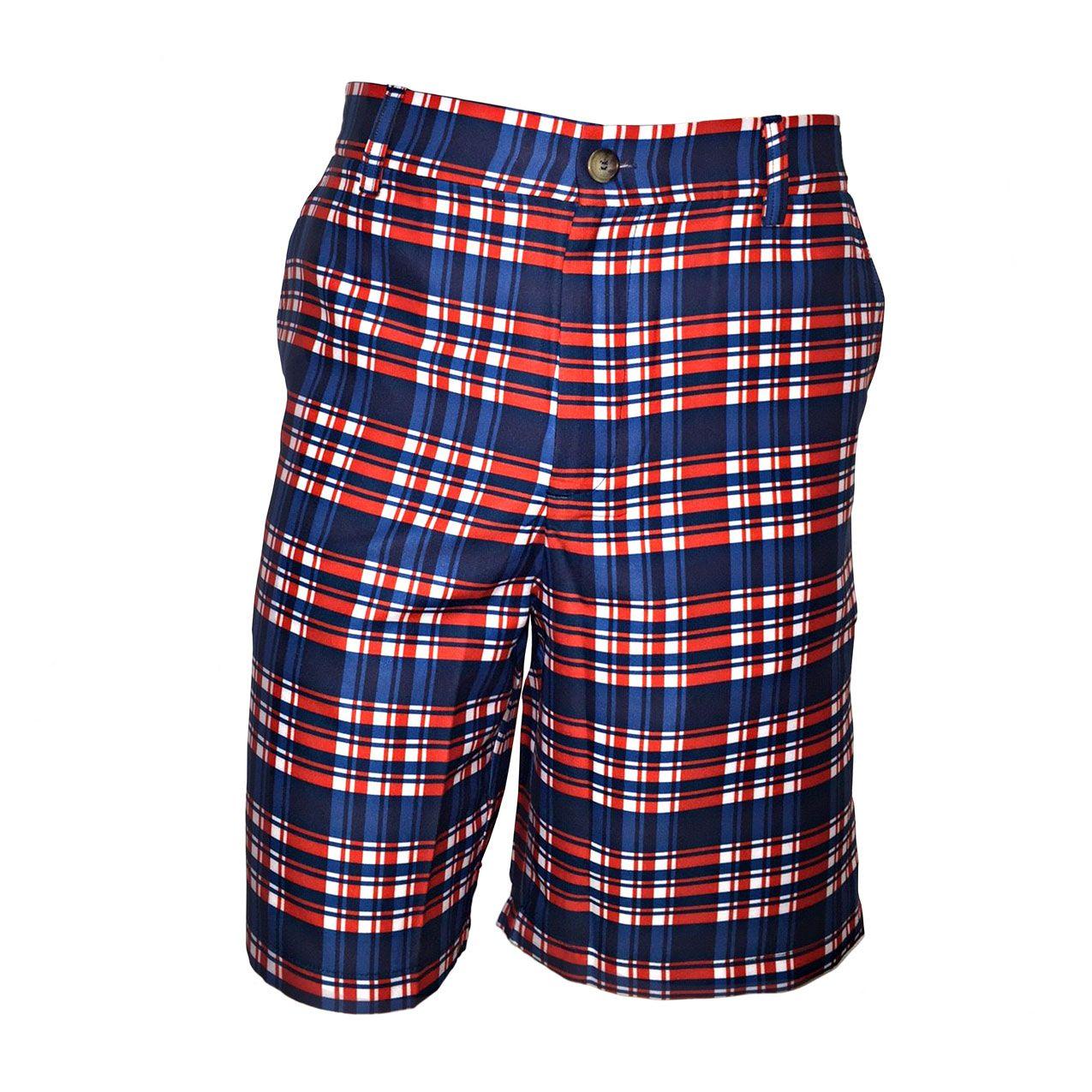 Red White Red Logo - Red White and Blue Plaid Golf Shorts