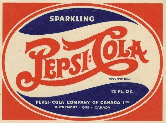 1940 Pepsi Cola Logo - Pepsi-Cola / Canadian bottle label / 1940's | LOGOS // BRANDING ...