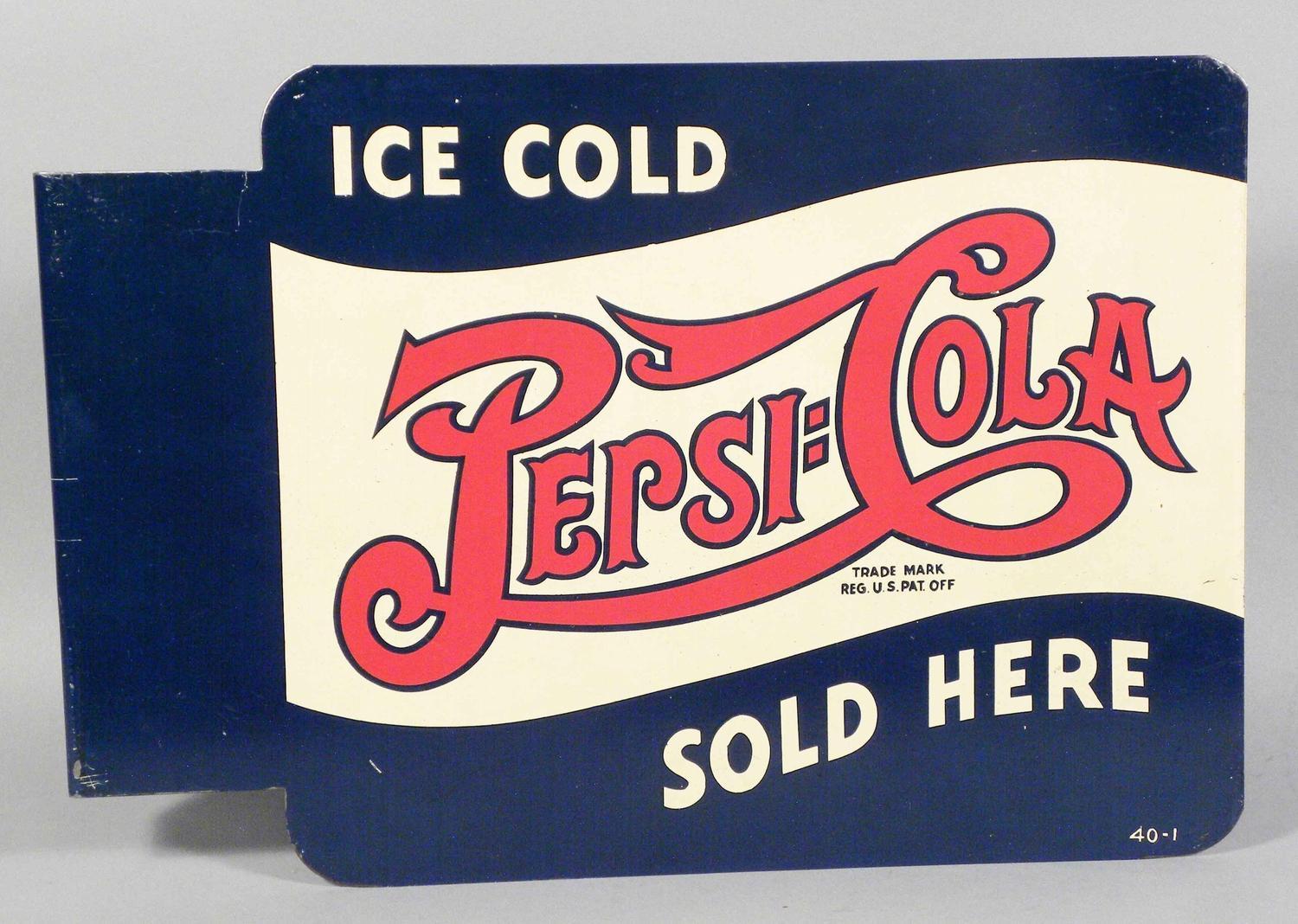 1940 Pepsi Cola Logo - 1940 Pepsi Cola Die Cut Tin Flange Sign