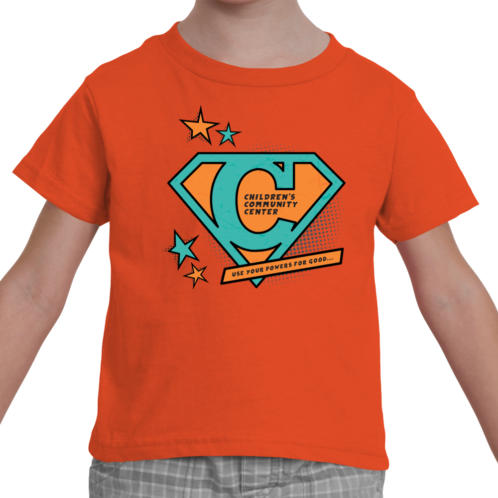 Super C Logo - Little Kid's Short Sleeved T-Shirt with Super C in Turquoise and ...