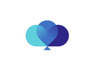 Blue Heart Logo - Dreams: balloons, cloud, heart, tree / logo design symbol