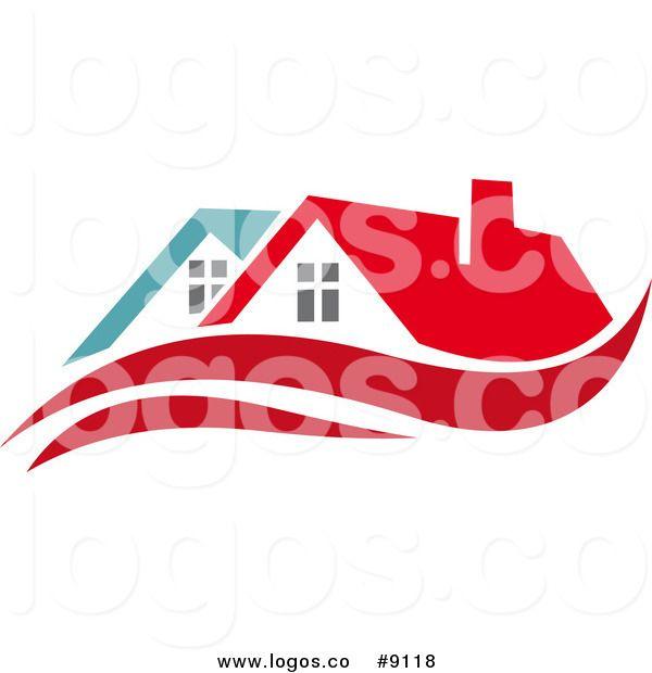 Red and Blue House Logo - Roof Logos