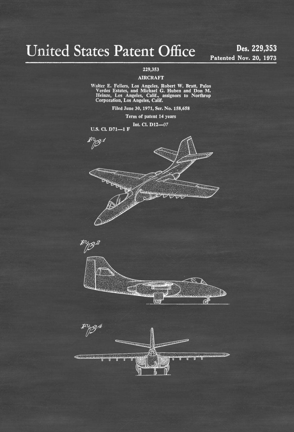 Vintage Northrop Aircraft Logo - Northrop YA 9 Aircraft Patent