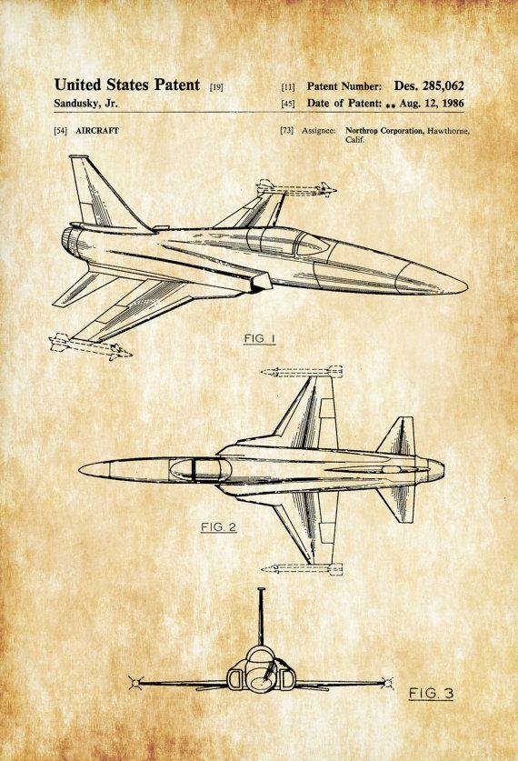 Vintage Northrop Aircraft Logo - Northrop F 20 Tigershark Aircraft Patent Airplane