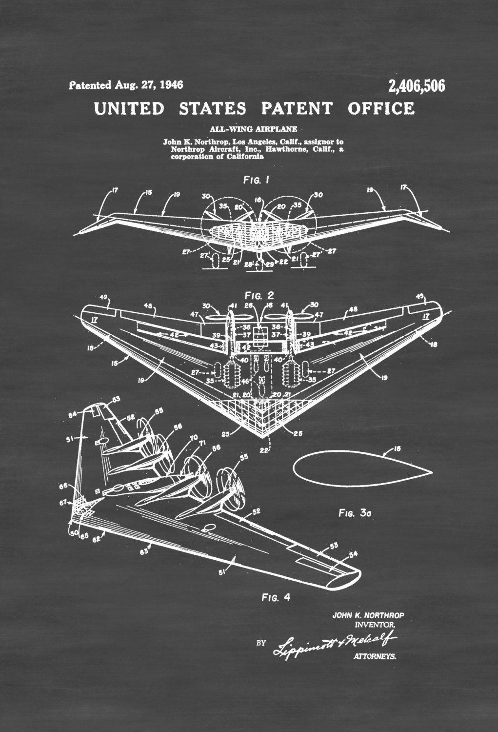 Vintage Northrop Aircraft Logo - Northrop All Wing Airplane Patent - Vintage Airplane, Airplane ...