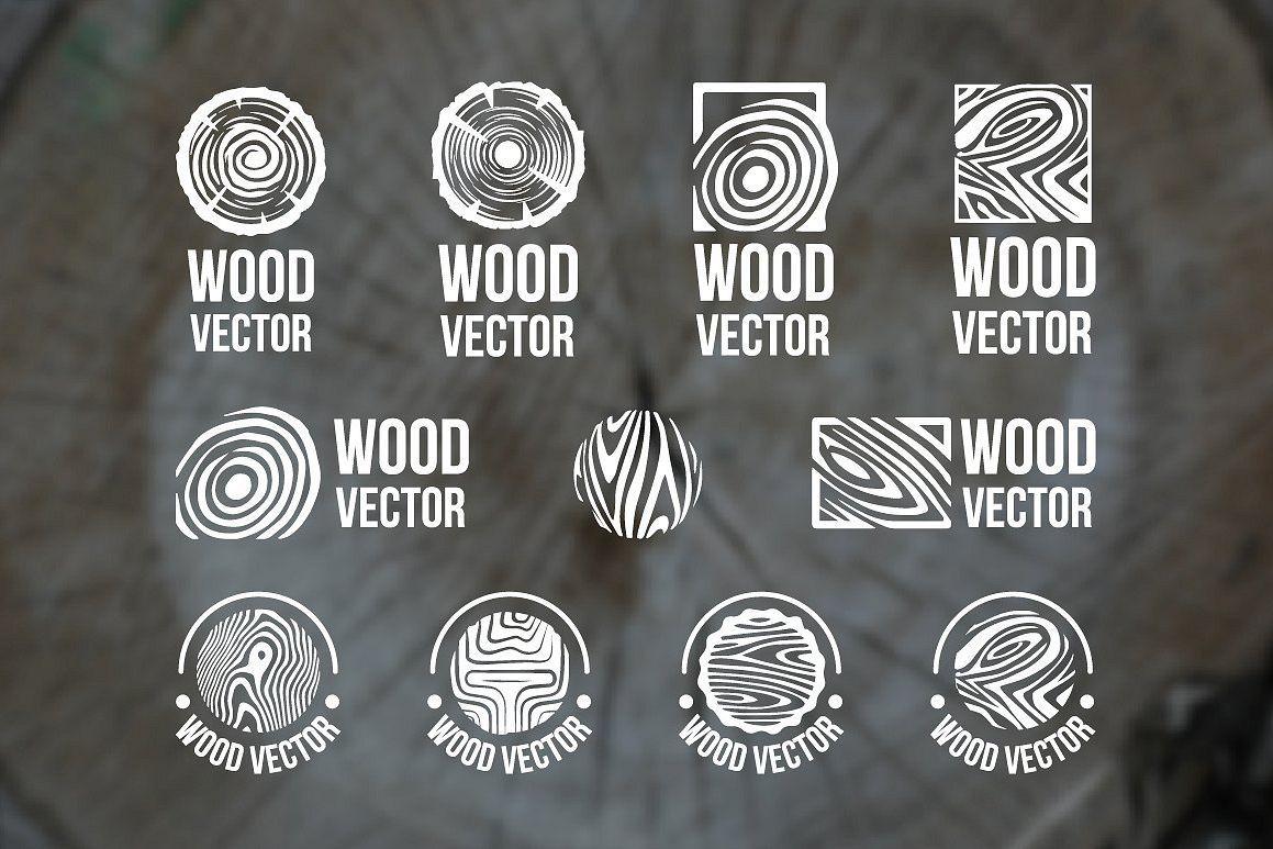 Wood Logo - Set of wood rings texture logo