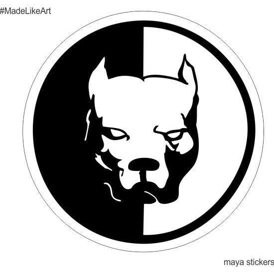 Pitbull Black and White Logo - Pitbull dog sticker for cars, bikes, laptop and wall. Available