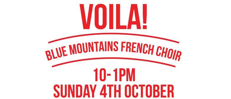Pink and Blue Mountains Brand Logo - Volia! Blue Mountains French Choir