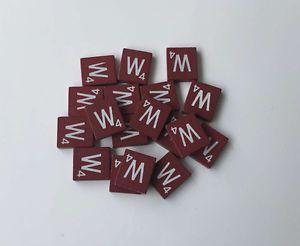 Ten Letter Logo - (TEN) Letter W, Maroon & Silver Scrabble Letter Tiles A to Z