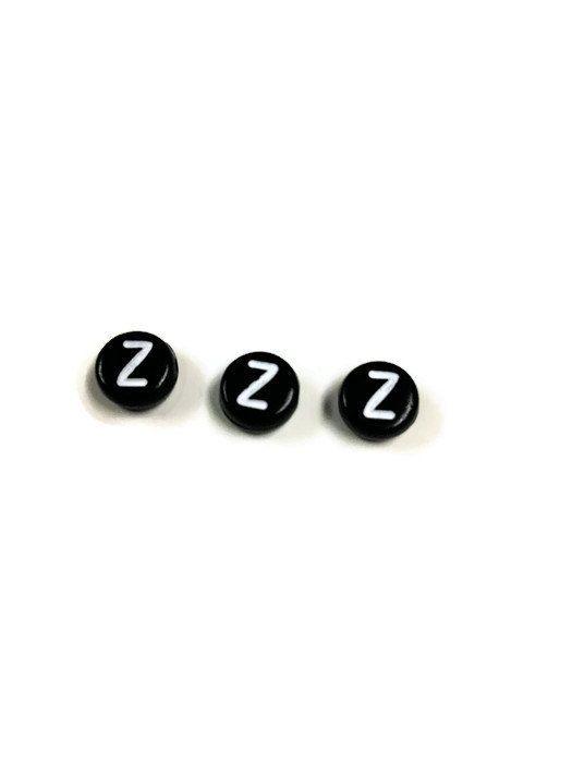 Ten Letter Logo - Letter Z Beads 7mm, Initial Beads, ABC Beads, Black & White
