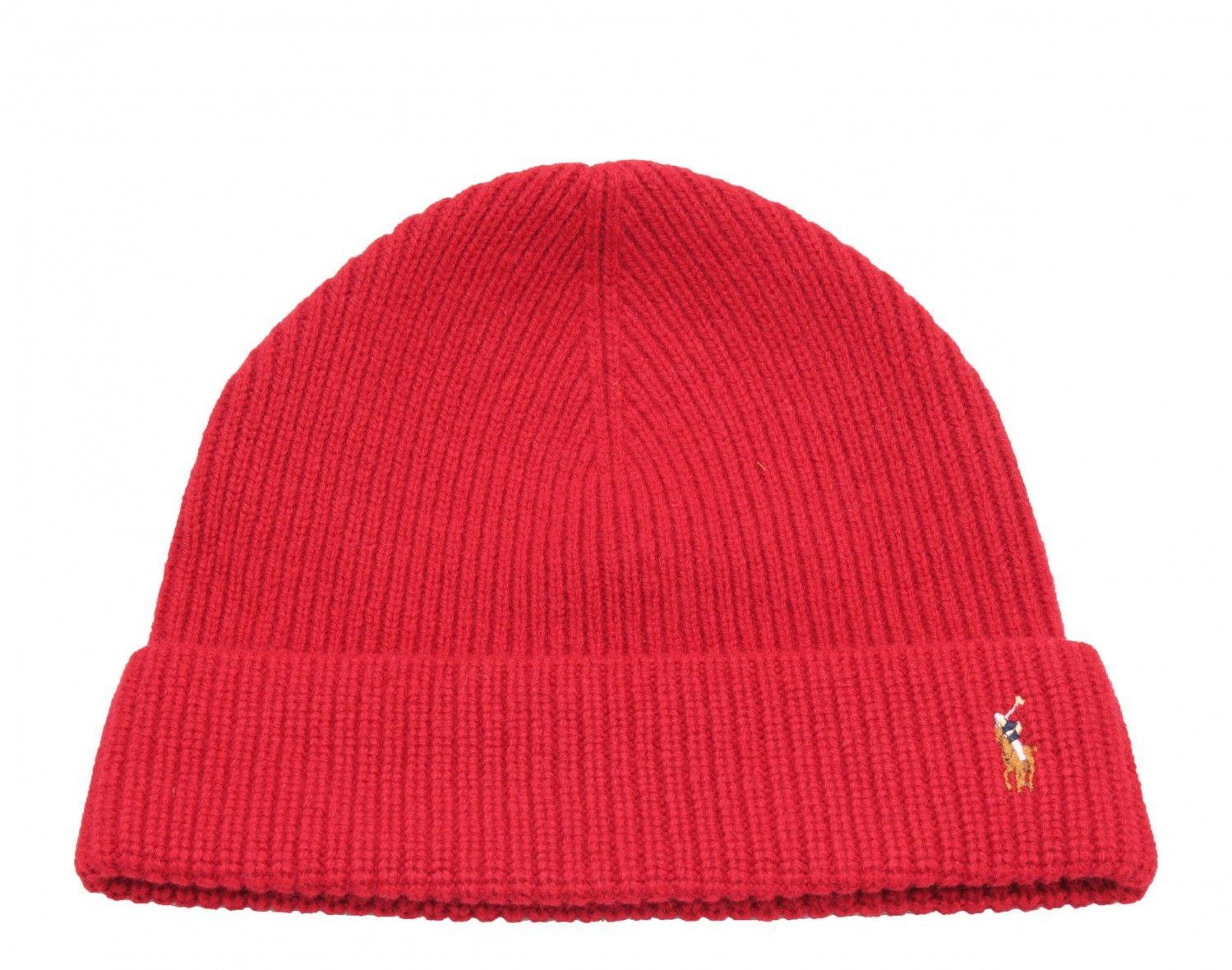 Red Polo Horse Logo - Polo Ralph Lauren Merino Wool Knit Red Horse Scully Beanie Hat