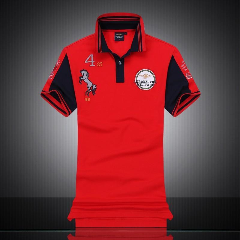 Red Polo Horse Logo - Summer Fashion Style Polo Brand Mens Short Sleeve Aeronautica