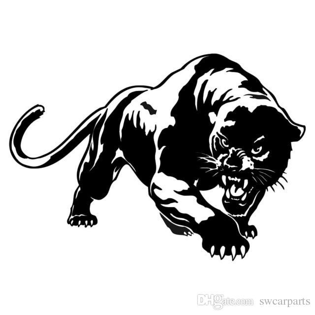 Black and White Panther Logo - Fiery Wild Panther Hunting Car Body Decal Car Stickers Motorcycle ...