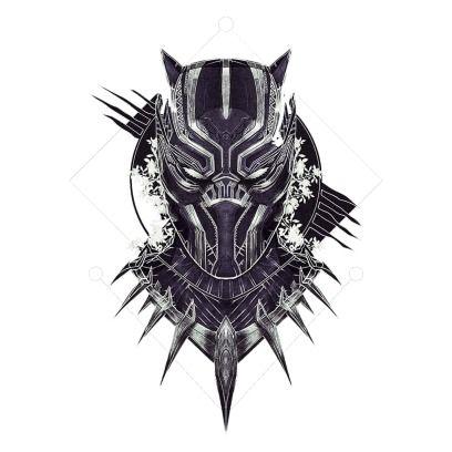 Black and White Panther Logo - Black Panther Geometric White Mens T-Shirt (X-Large) - Merch Online ...