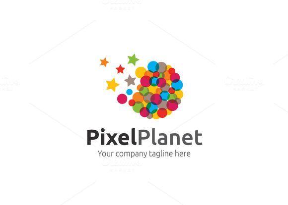 Planet Logo - Pixel Planet Logo. Logo Design Design