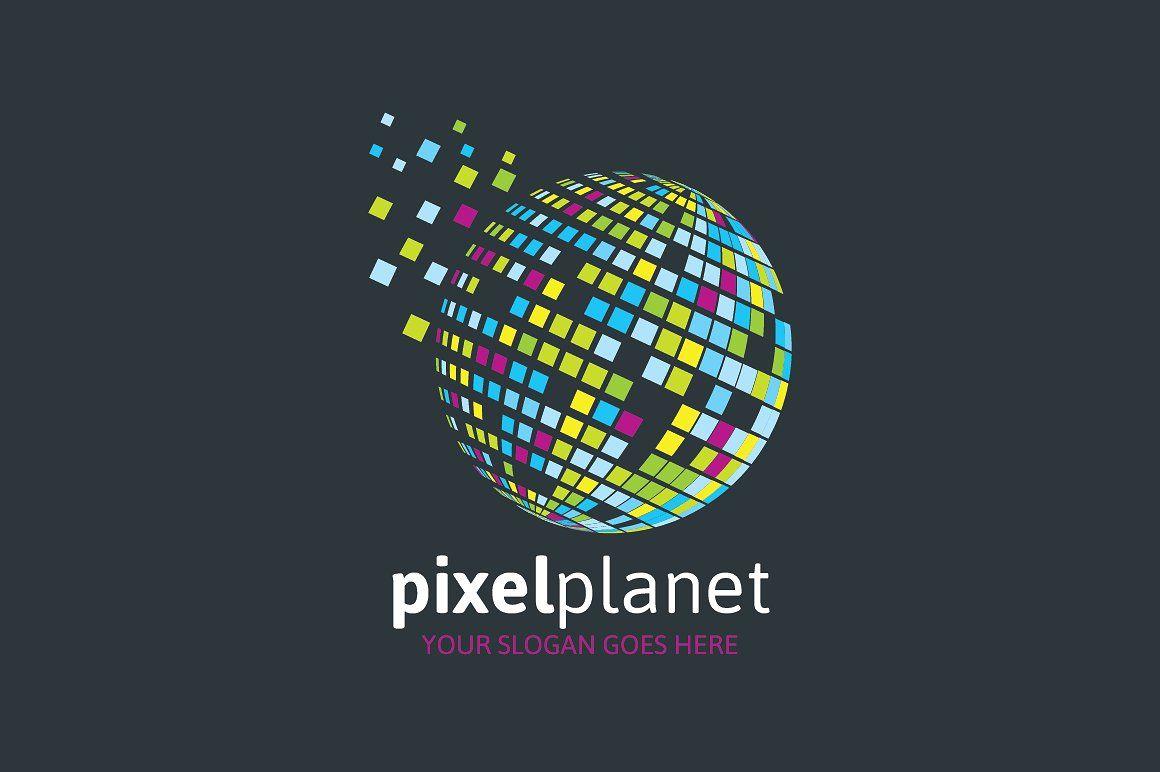 Planet Logo - Pixel Planet Logo ~ Logo Templates ~ Creative Market
