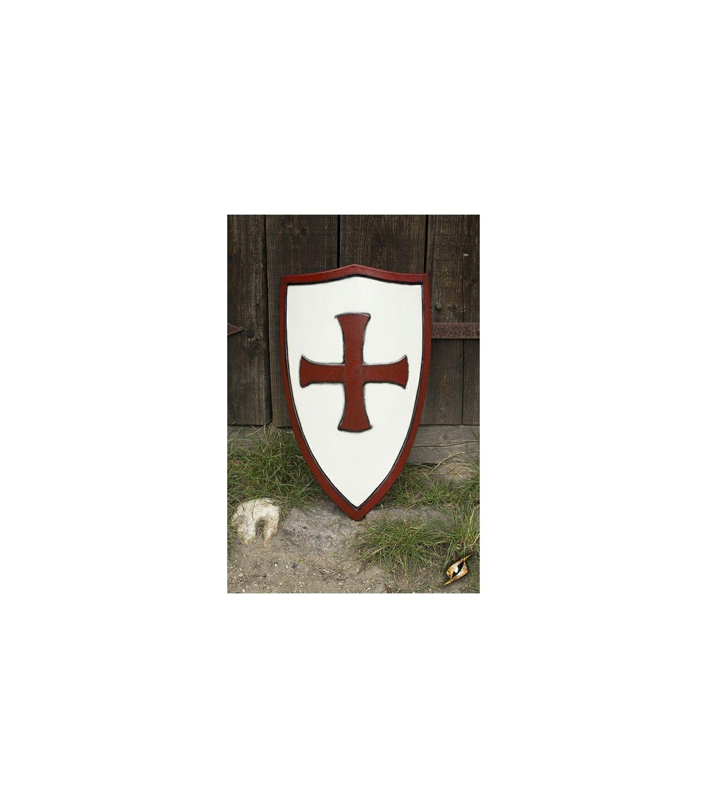 Red White Cross On Shield Logo - Templar Shield red / white - Eviltailors