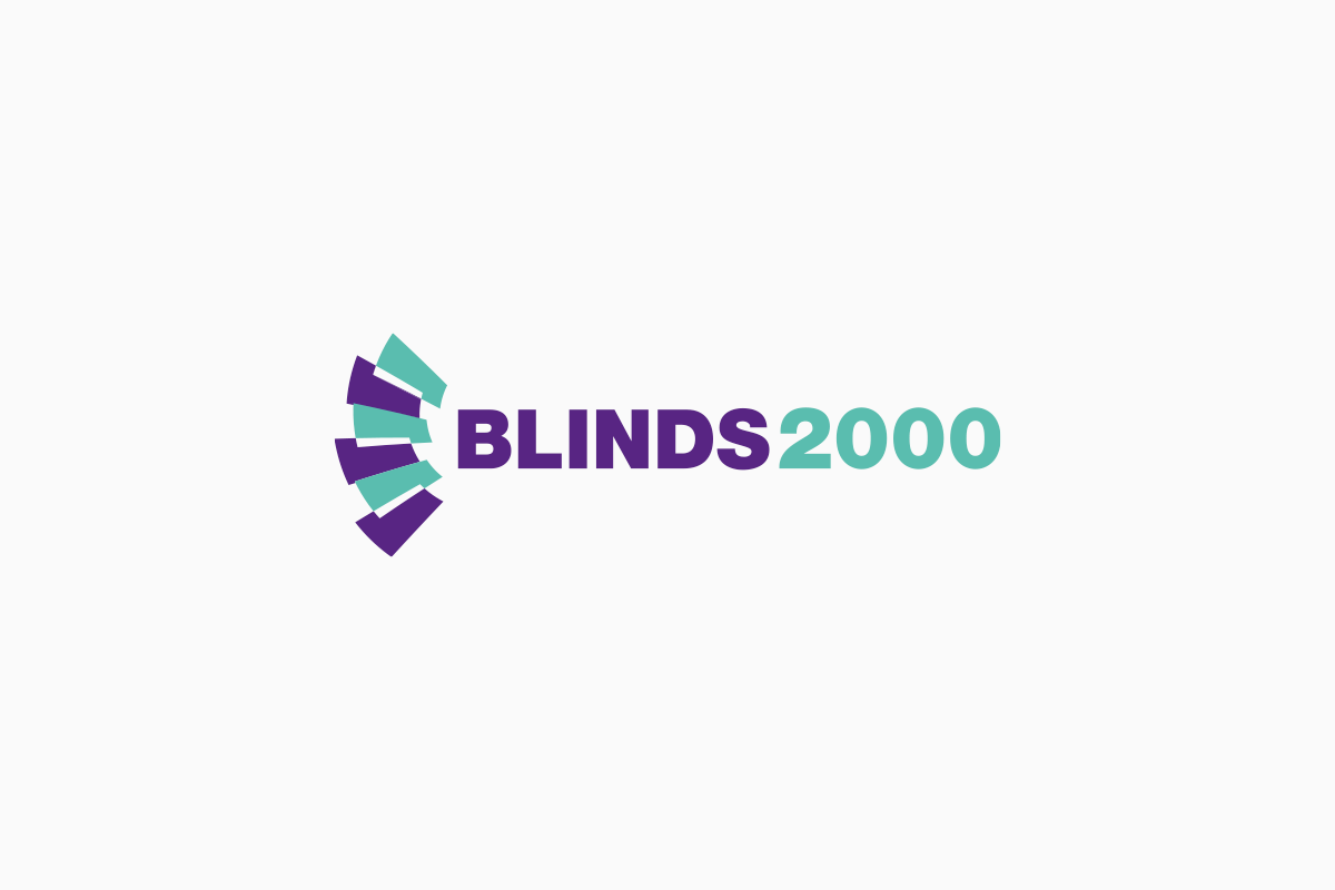 Turquoise and Purple Logo - Blinds 2000 Logo Design - Squegg Brand Consultants | Brand Agency ...
