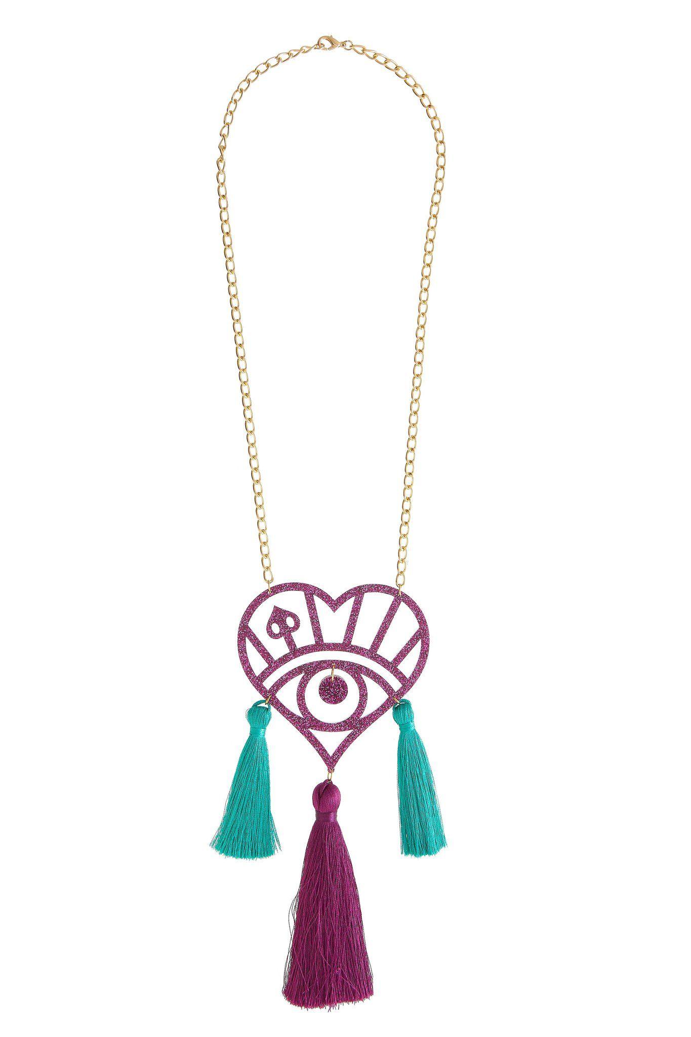 Turquoise and Purple Logo - Purple Turquoise Triple Tassel Logo Necklace – L.O.M