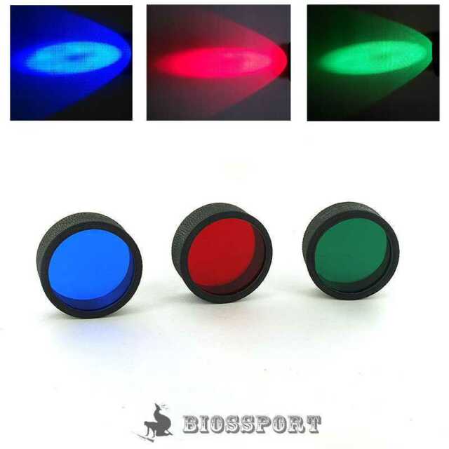 Torch On Blue Oval Logo - Red Blue Green Beam C8 45mm Tactical Flashlight Torch Filter