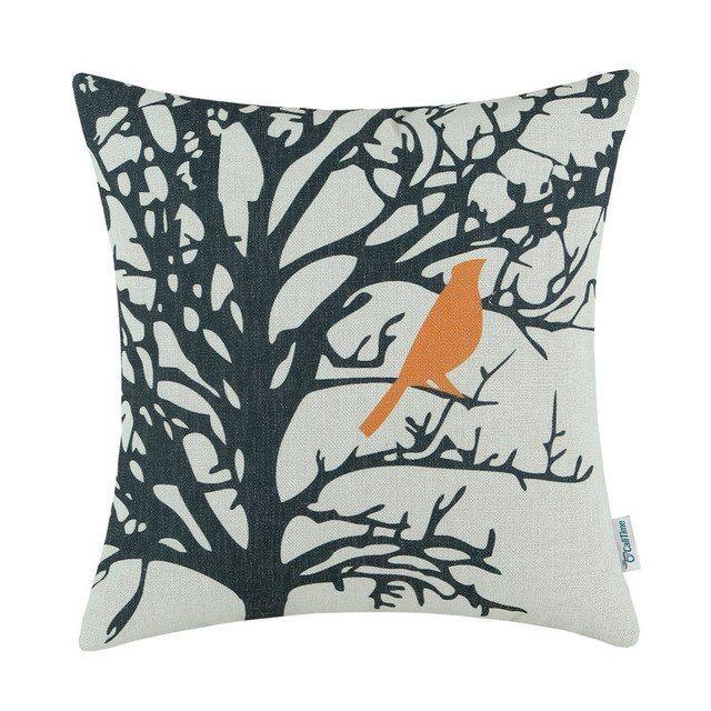 Orange Bird Black Car Logo - CaliTime Cushion Cover Decorative Pillows Shell Home Sofa Car Black ...