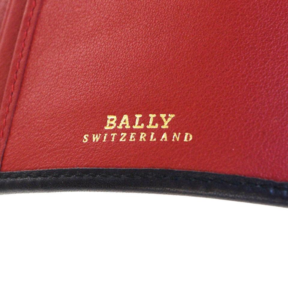 Bally Switzerland Logo - Bally Black Switzerland Logos Long Trifold Purse Leather Red Wallet ...