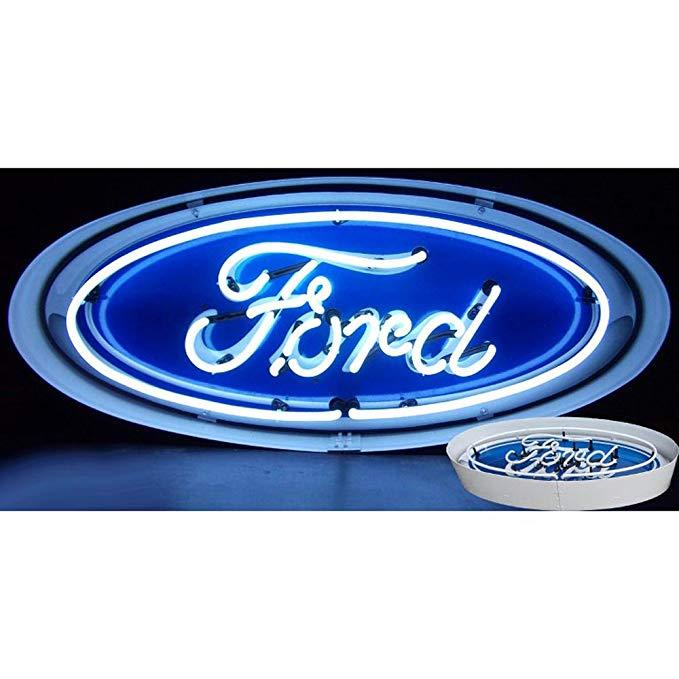 Torch On Blue Oval Logo - Neonetics 5FOVCN Oval Ford Neon Sign in Metal Can