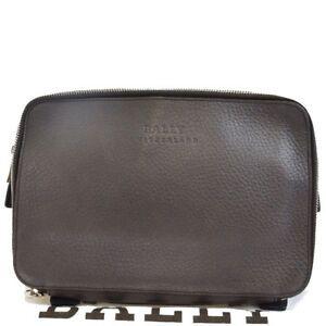 Bally Switzerland Logo - Authentic BALLY SWITZERLAND Logos Clutch Hand Bag Leather Brown ...