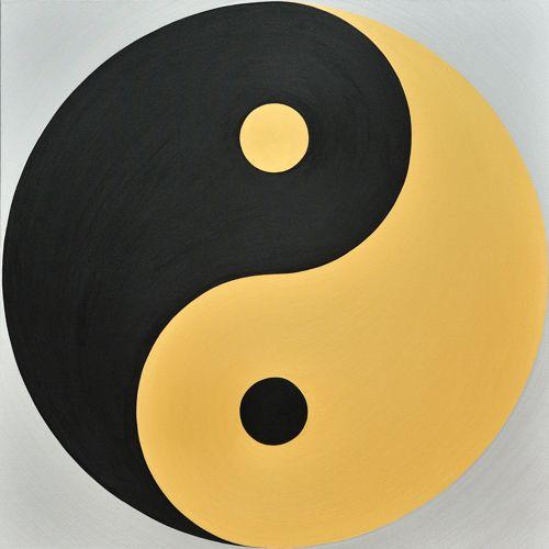 Ying Yang Black and Yellow Logo - Wenlan Hu Frost Works - The Yin Yang 2.0 Abstract Symbolism Series