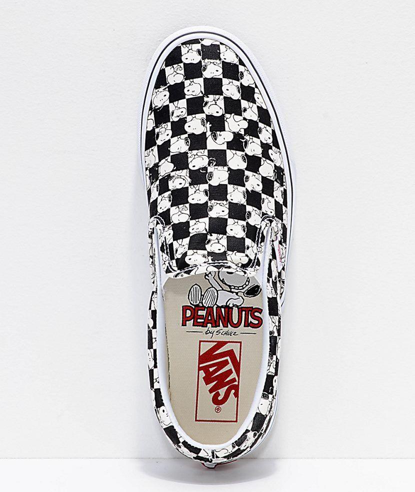 Checkered Vans Skateboard Logo - Nice High-Fashion Men Vans x Peanuts Slip-On Snoopy Checkered Skate ...
