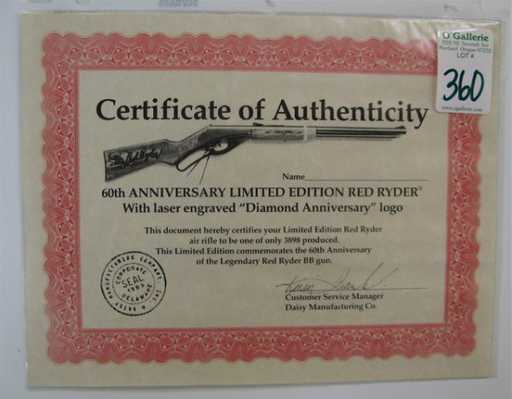Red Rider BB Gun Logo - 360: DAISY MODEL 1938B RED RYDER 60TH ANNIVERSARY LIMI