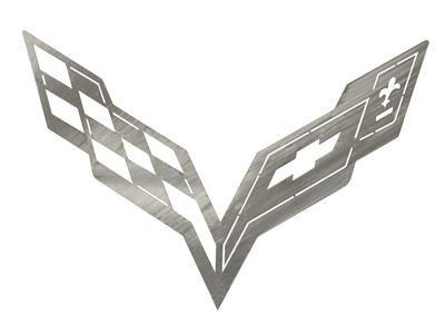 Metal Corvette Logo - Car Art Work Brushed Metal Wall Hanging Emblem. Corvette