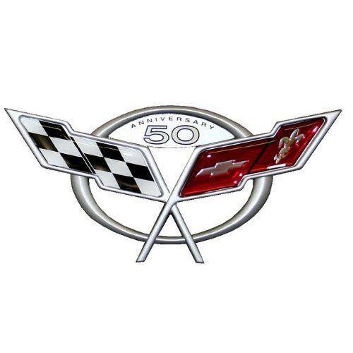 Metal Corvette Logo - C5 Corvette 2003 50th Anniversary Emblem Metal Sign | Corvette Mods