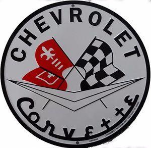 Metal Corvette Logo - Chevrolet Corvette Logo Round Metal Sign