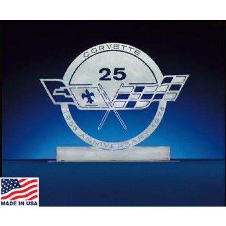 Metal Corvette Logo - 25th Anniversary Corvette Emblem Metal Sculpture | The Corvette Store