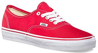 Red White Vans Logo - Vans Authentic Red White Canvas Unisex Skate Trainers Shoes: Amazon