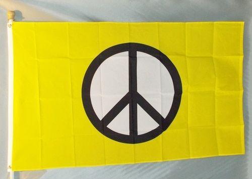 Yellow Peace Sign Logo - YELLOW PEACE SYMBOL 3X5' S POLY FLAG
